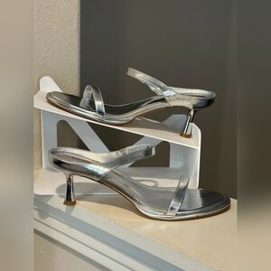 Silver Strappy Heeled Sandals